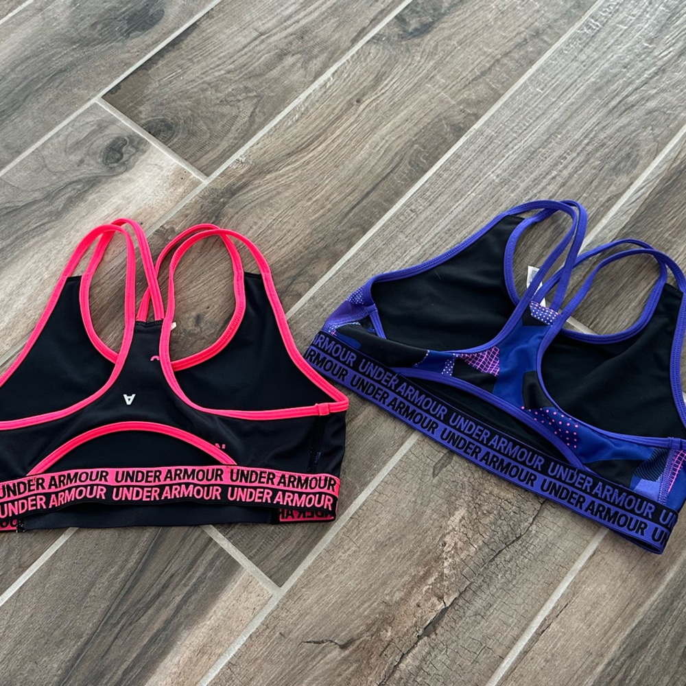 Under Armour Black Sports Bra with Pink Straps - Picture 4 of 5